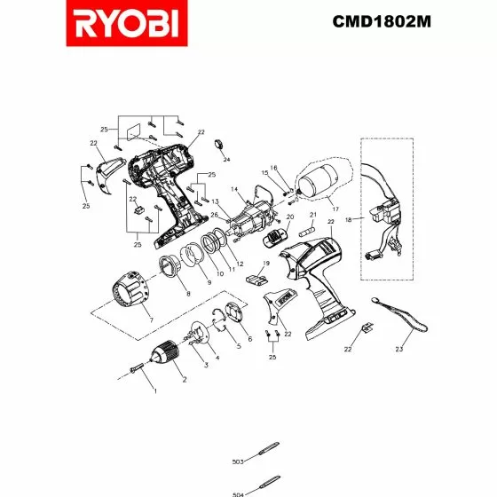 Ryobi CMD1802M Spare Parts List Type: 5133000859